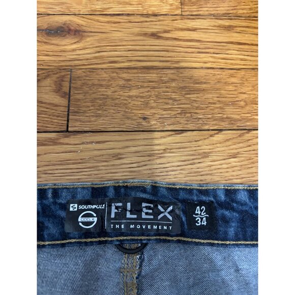 Southpole Mens Jeans Size 42x34 Blue Acid Wash Distressed Flex the Movement Slim - Picture 4 of 6